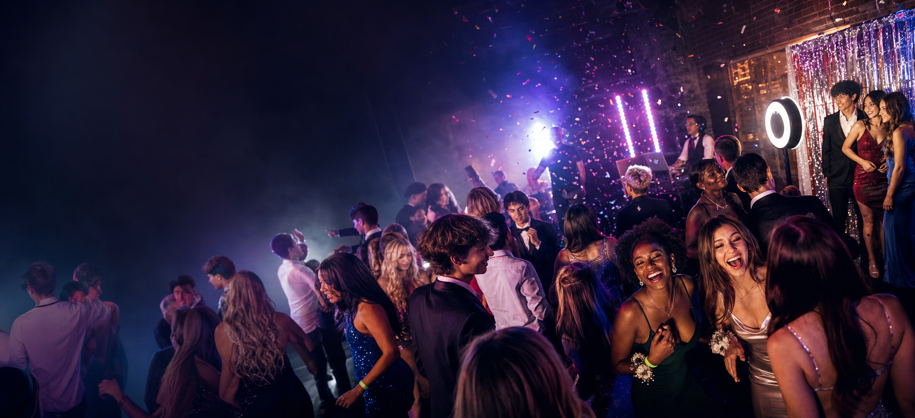 Young adults celebrating at a stylish social club party